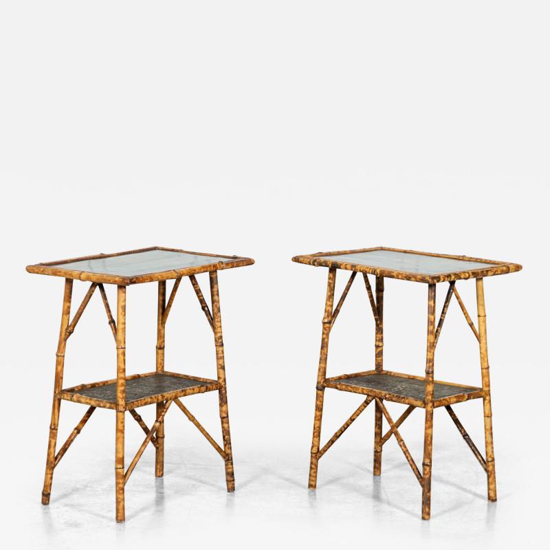 Pair 19thC English Bamboo Laquered Tables