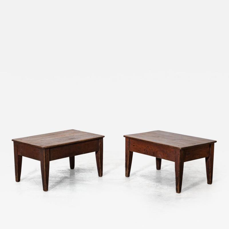 Pair 19thC Pine Work Coffee Tables