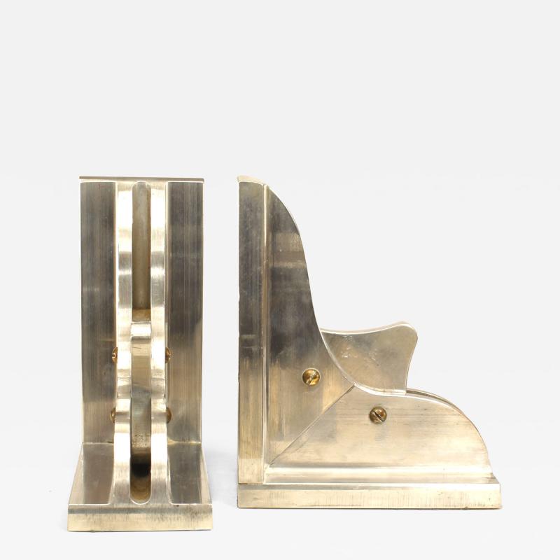 Pair American Mid Century Modern Aluminum Bookends