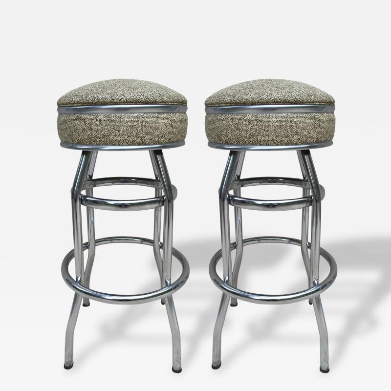 Pair Art Deco Swivel Bar Stools