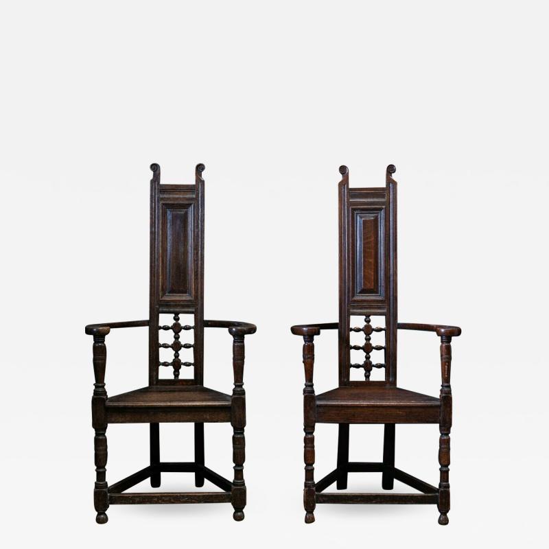 Pair Arts Crafts Oak Shakespeare Chairs