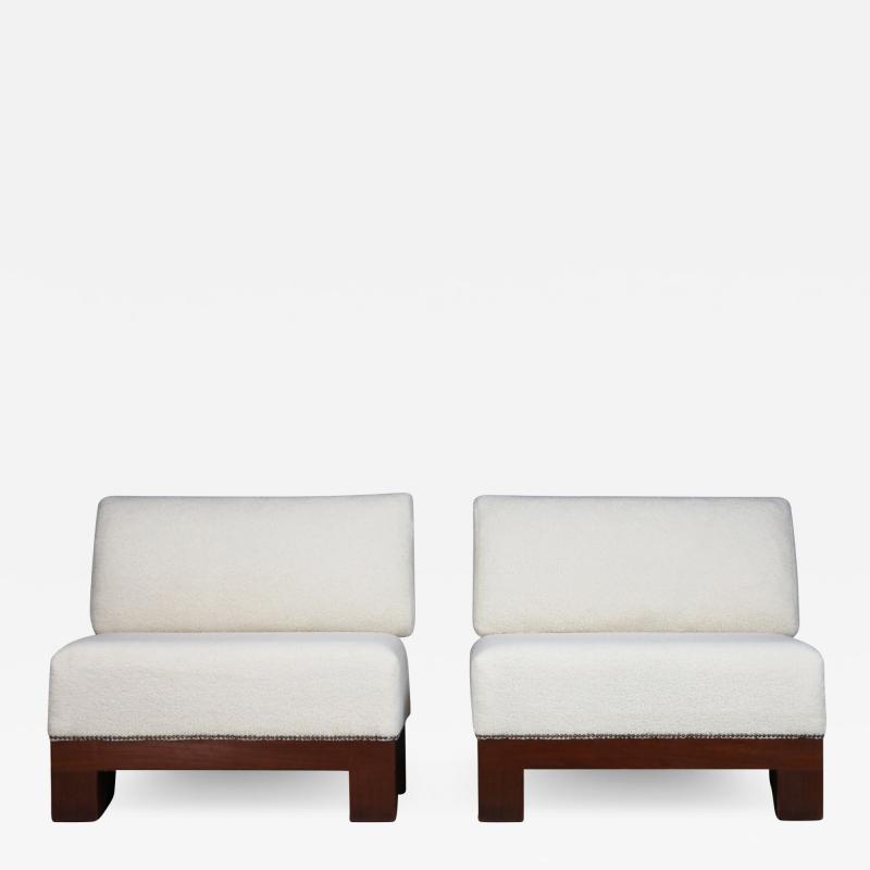 Pair Austrian Art Deco Slipper Chairs Boucl 
