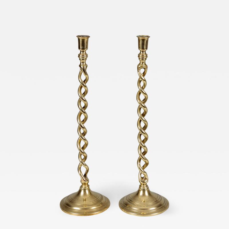 Pair Brass Barley Twist Candlesticks