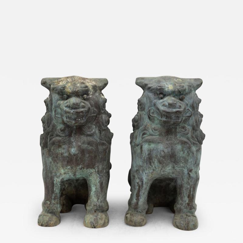 Pair Bronze Foo Dogs early 20th century