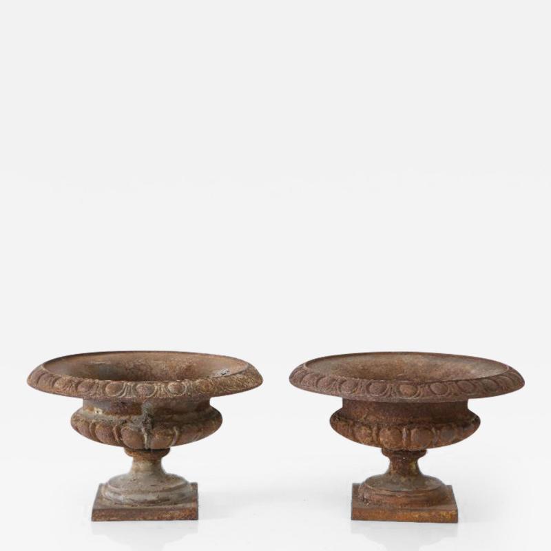 Pair Cast Iron Pie Crust Urns