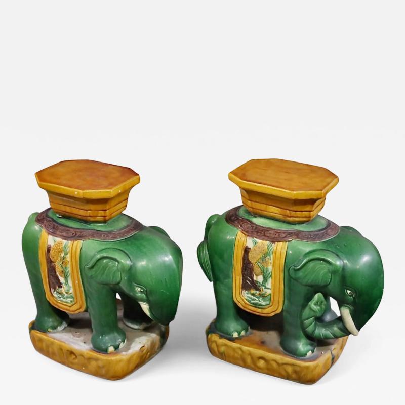 Pair Chinee Eleephant Form Garden Seats