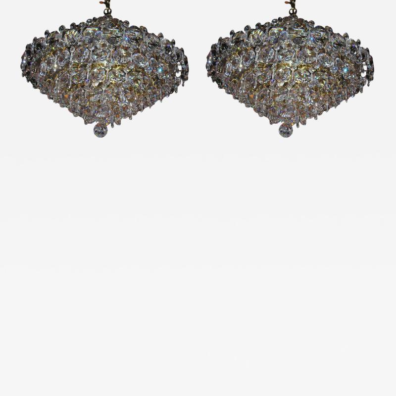 Pair Crystal Modernist Chandelier