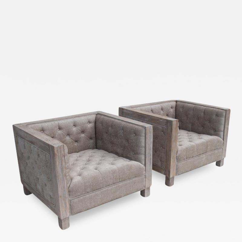 Pair Cyan Designs Heritage Oak Mr Bogart Chairs