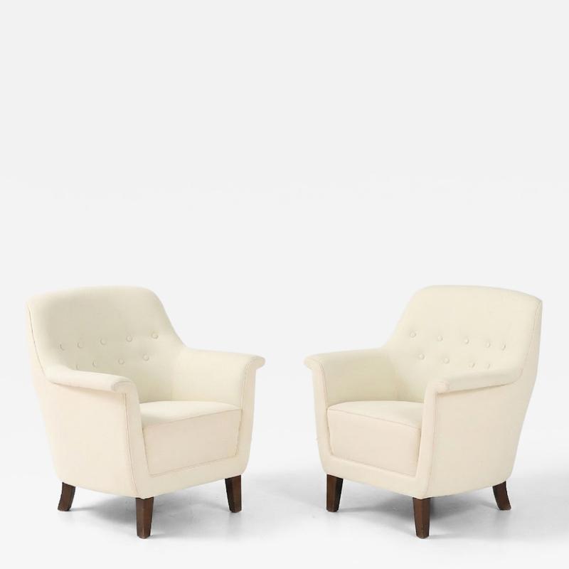 Pair Danish Cabinetmaker PMJ Chairs Denmark 1940 s