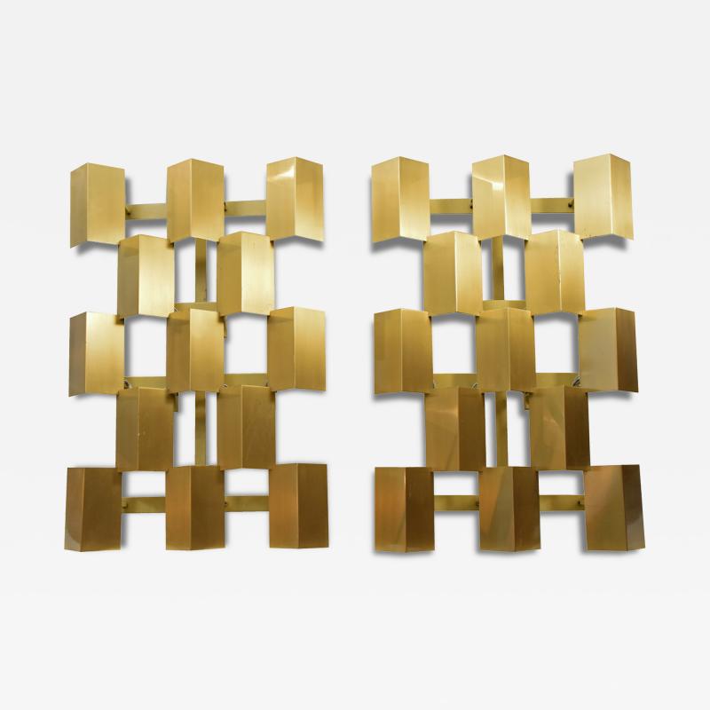 Pair Danish large brass wall lights ca 50s 60s
