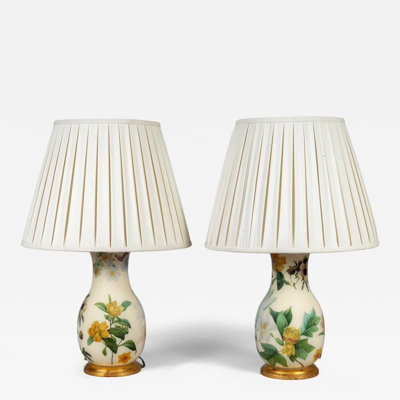 Pair Decalcomania Vase Lamps and Shades