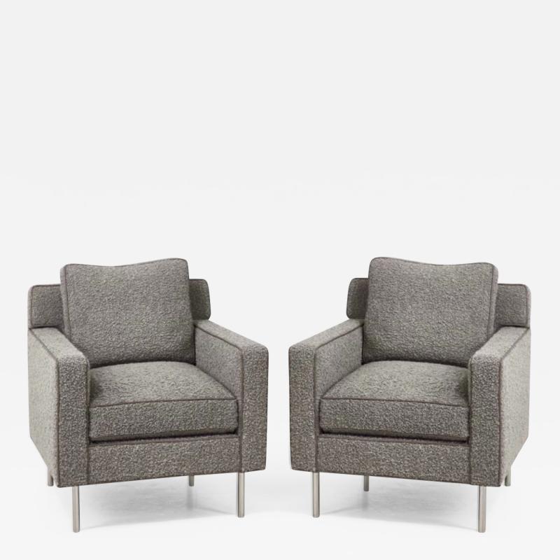 Pair Dunbar Chairs Gray Boucle 1960