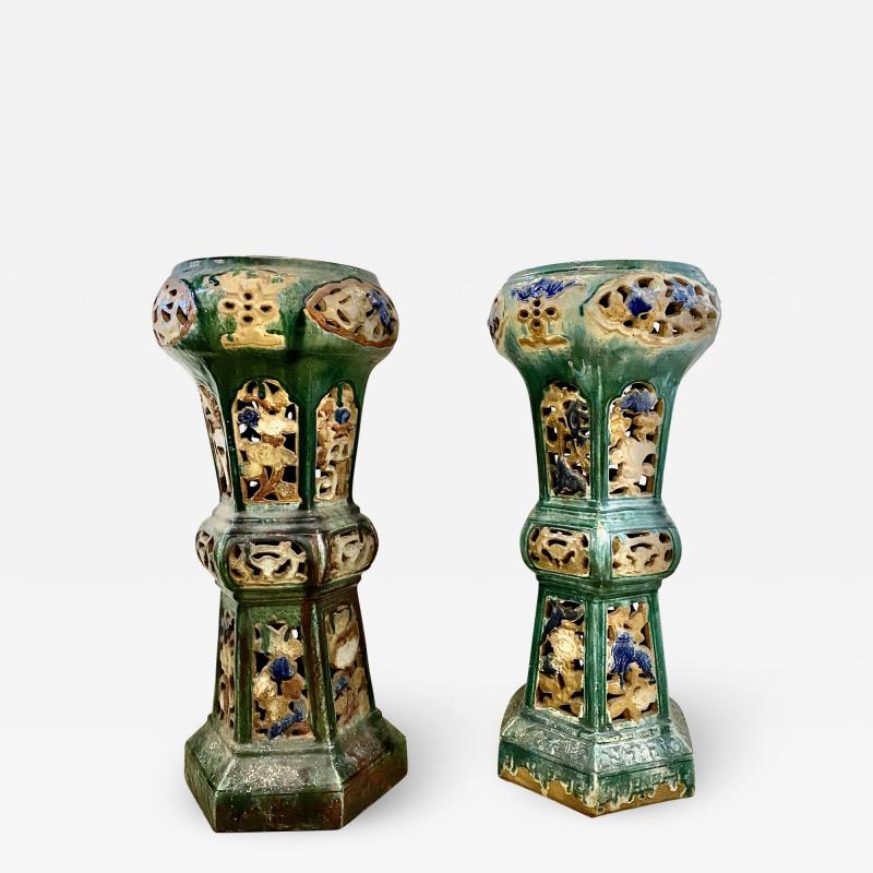 Pair Early 20th Century Sancai Pedestals