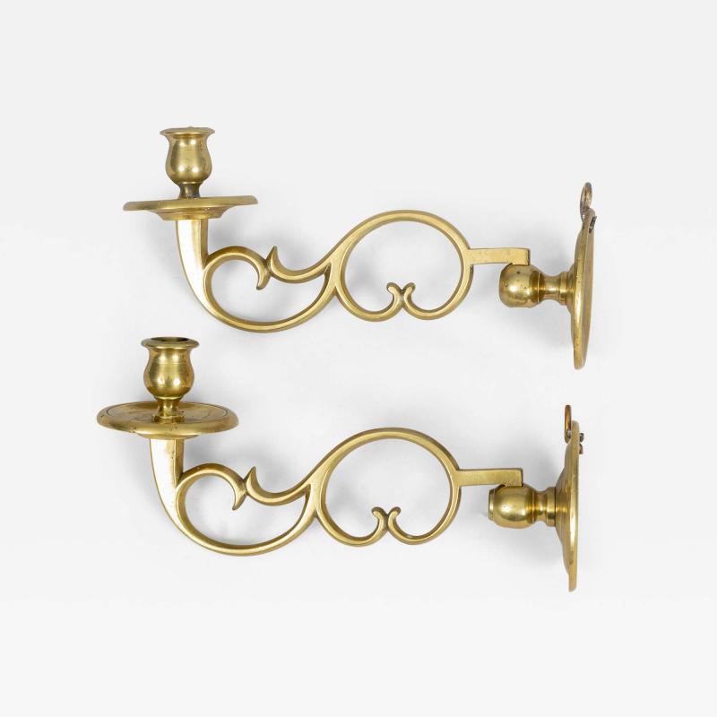 Pair English Brass Wall Sconces 18th Century