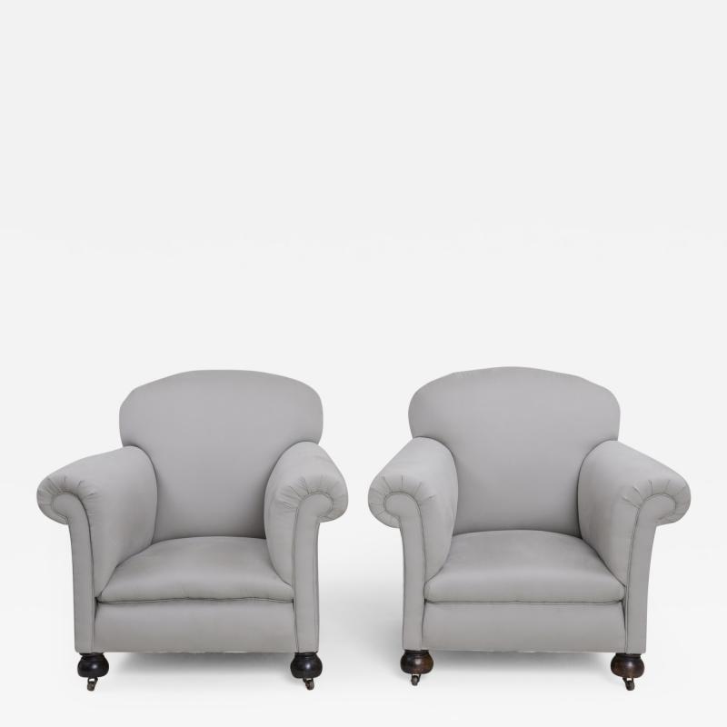 Pair English Club Chairs