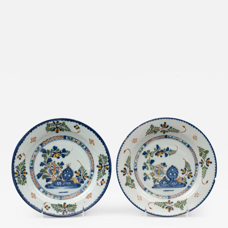 Pair English Delft Plates 18th Century