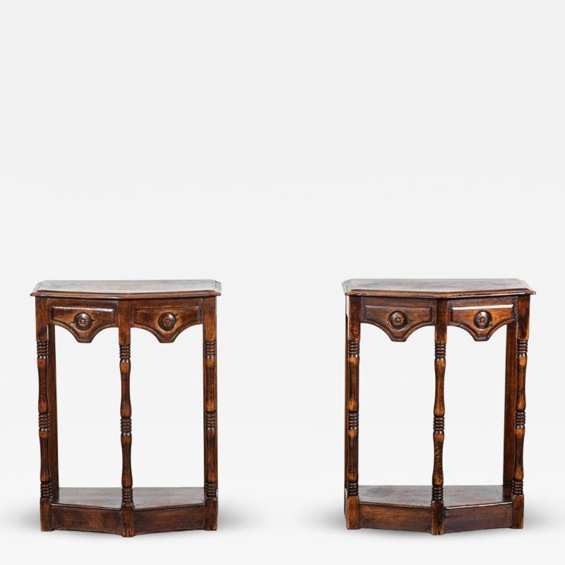 Pair English Oak Side Tables