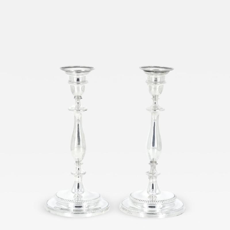 Pair English Regency Period Sheffield Plate Candlesticks circa 1800s