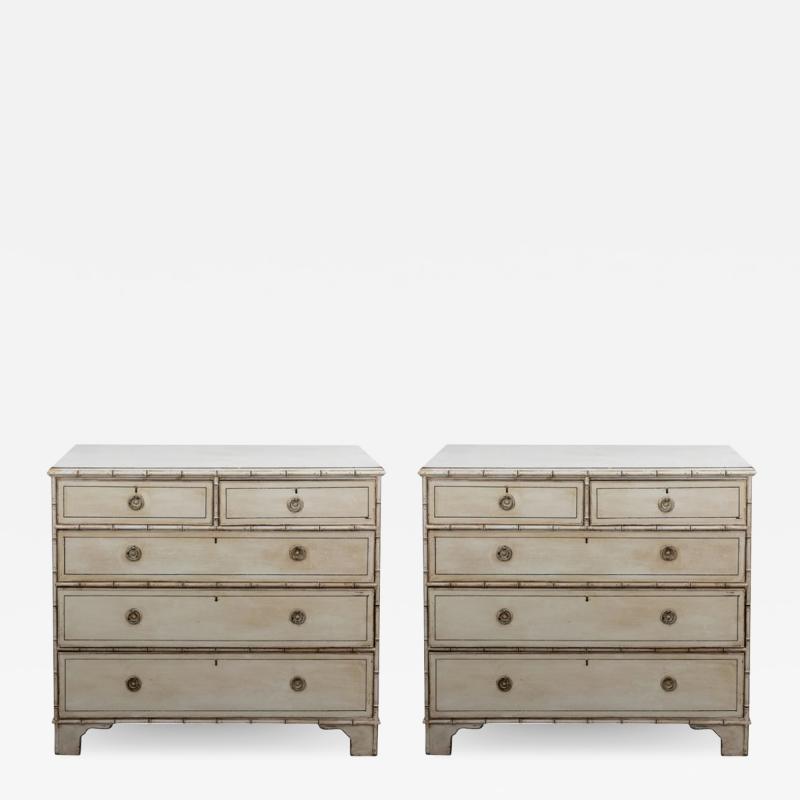 Pair Faux Bamboo Chest of Drawers