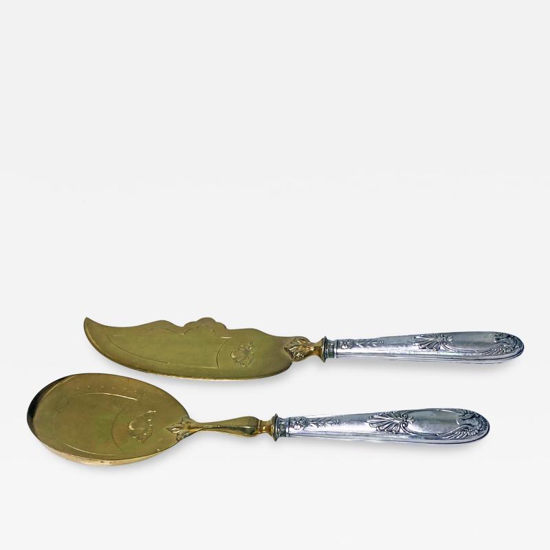 Pair French 1st standard Silver Fruit and Cake Servers C 1920 