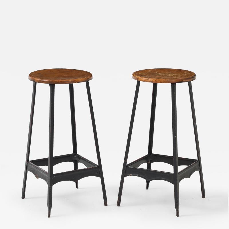 Pair French Industrial Bar Stools
