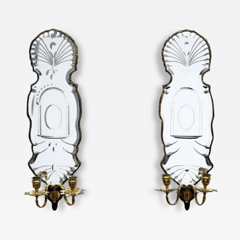 Pair French Mirrored Wall Sconces