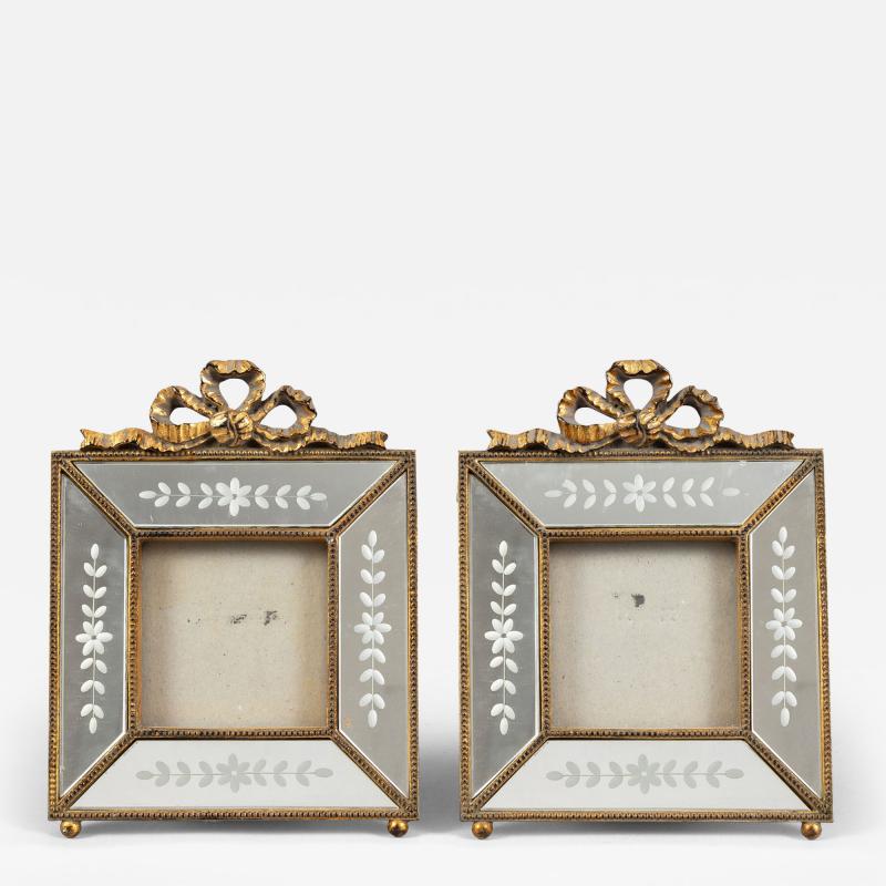 Pair French Venetian Glass Gilded Frames