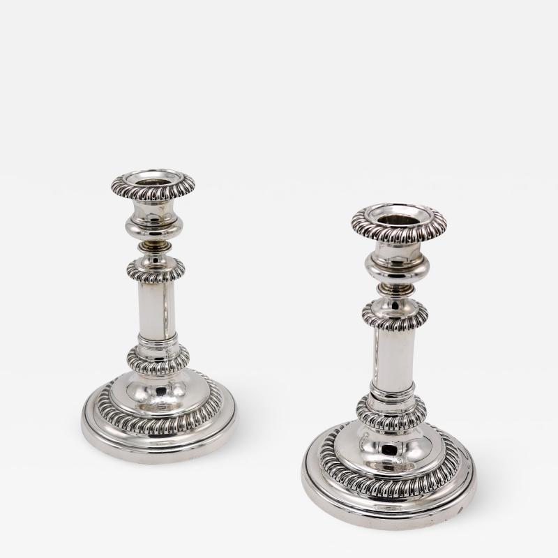 Pair George IV Period Telescopic Silver Candlesticks England circa 1825