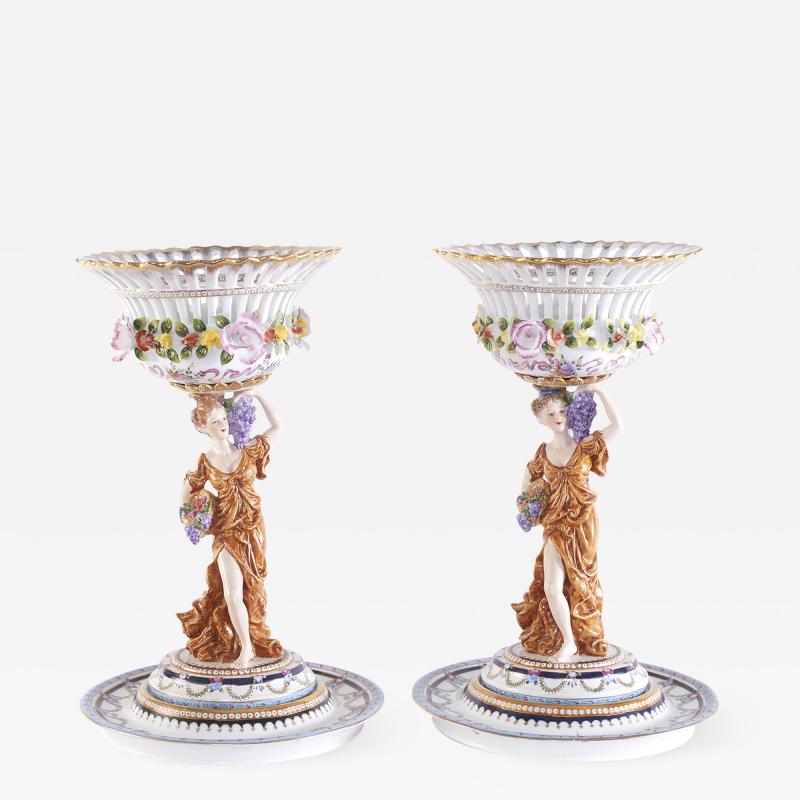 Pair Gilt Gold Glazed Porcelain Decorative Pieces