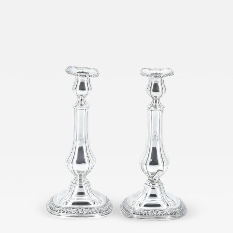 Pair Gorham Silverplate Candlesticks in the English Regency Style