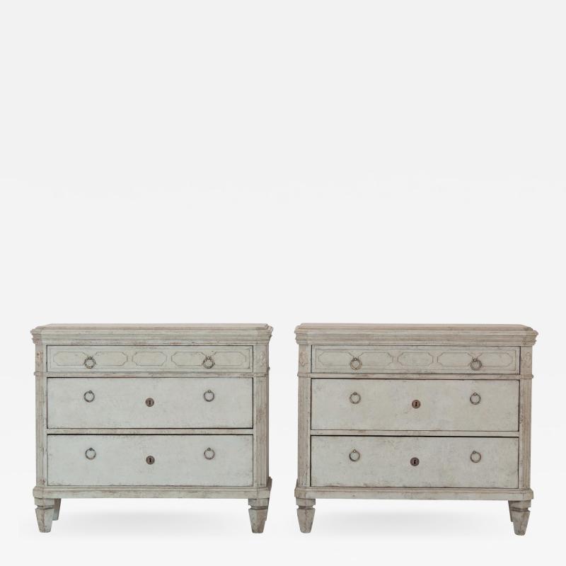Pair Gustavian Style Chests of Drawers