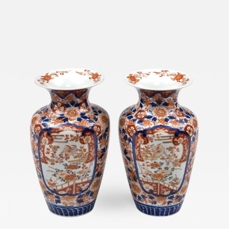 Pair Imari Open Vases Circa 1890