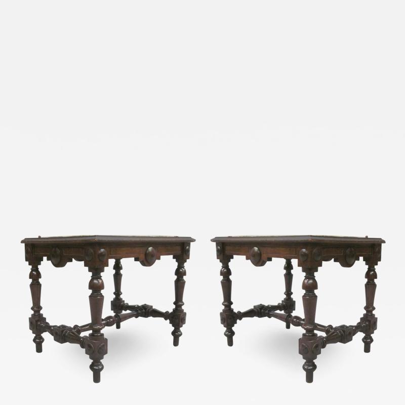Pair Italian 19th Century Hand Carved Modern Neoclassical Wood Benches or Stools