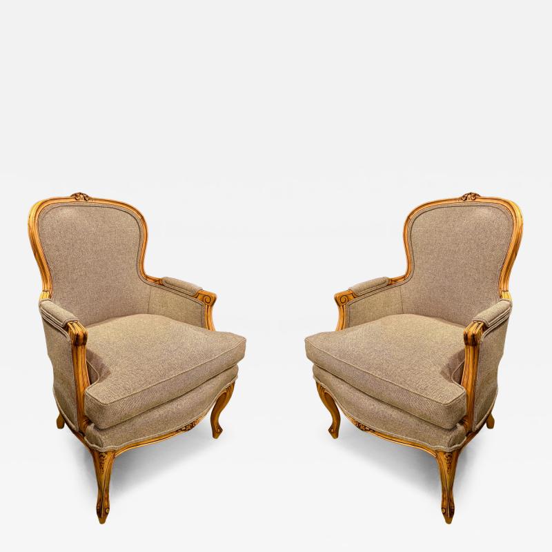 Pair Italian Neoclassical Tub or Barrel Back Bergeres c 1800