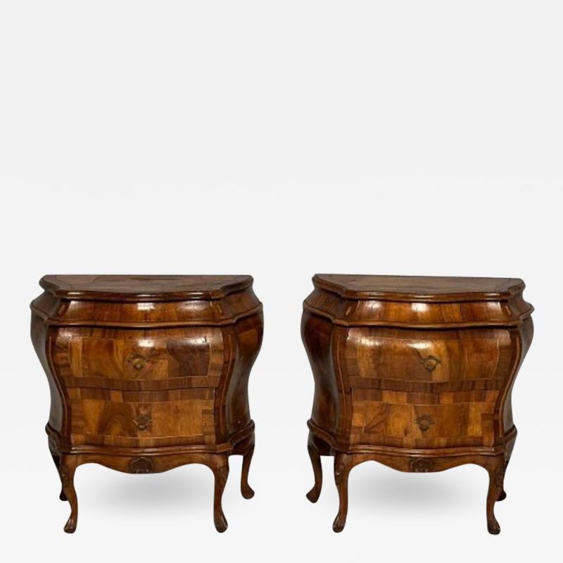 Pair Italian Olive Wood Commodes Nightstands End Tables or Pedestals Baroque