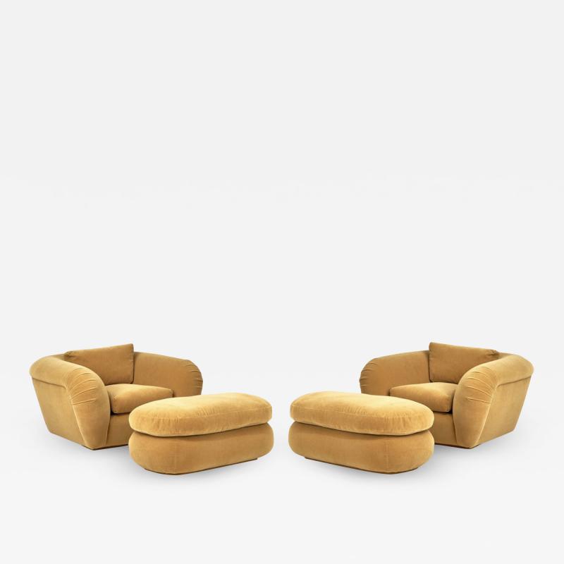 Pair Jay Spectre Lounge Chairs and Ottomans 1990