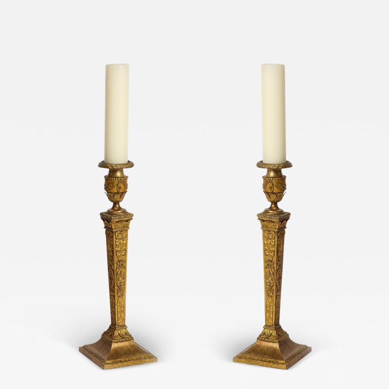 Pair Large Empire Gilt Iron Candle Sticks