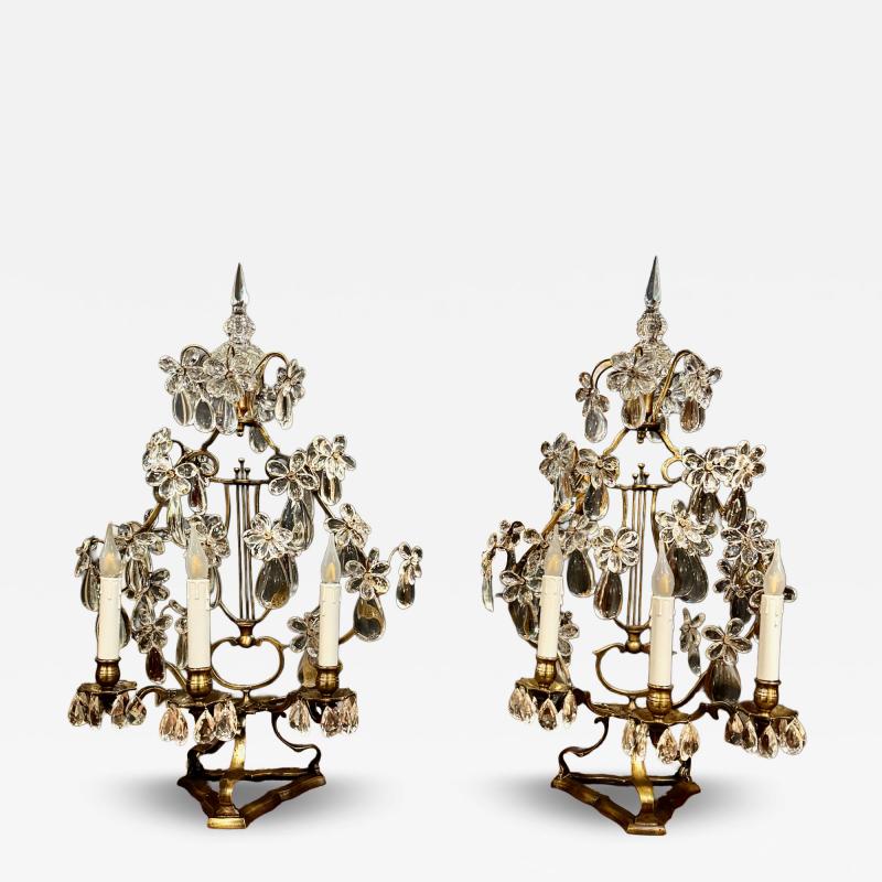 Pair Large French Bagues Styles Gilt Bronze Girandoles