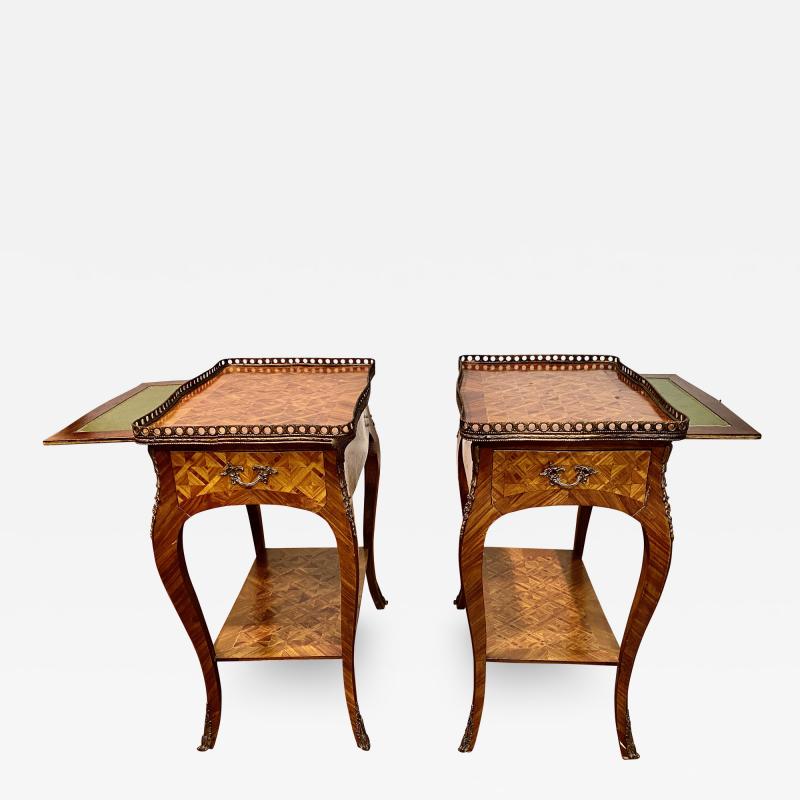 Pair Louis XV Style Parquetry Side Tables