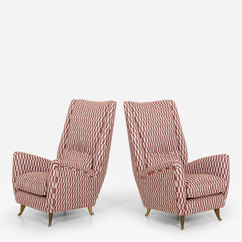 Pair Lounge Chairs by Gio Ponti for Isa Italy 1950s