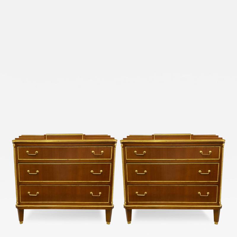 Pair Mahogany Up Russian Neoclassical Style Commodes Nightstands