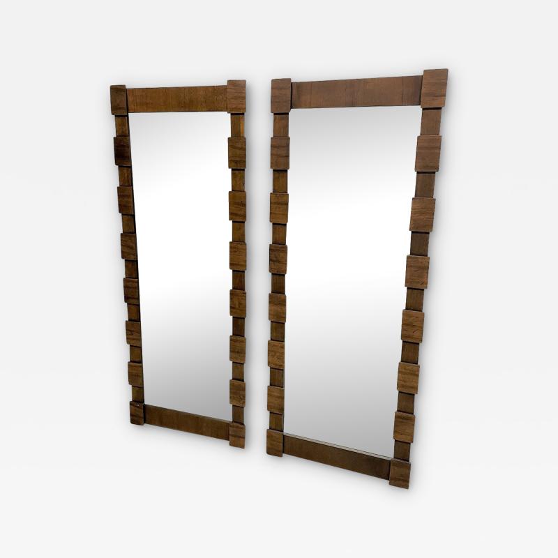 Pair Mid Century Modern Cube Framed Mirrors