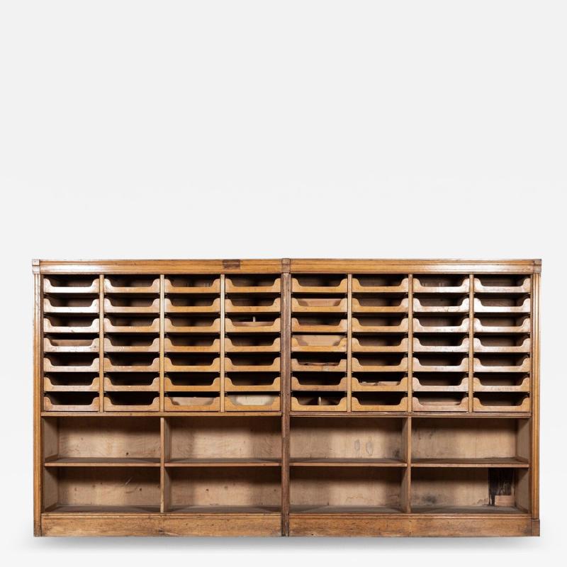 Pair Monumental English Oak Haberdashery Cabinets