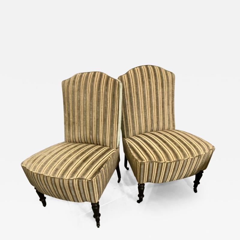 Pair Napoleon III Chauffeuses or Slipper Chairs