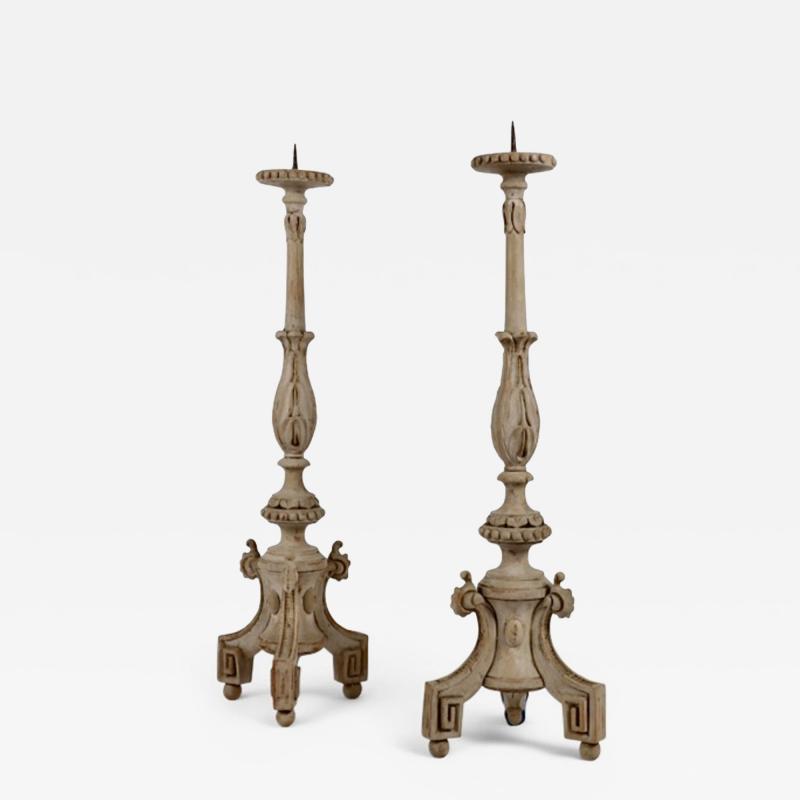 Pair Neoclassical Tall Altar Sticks
