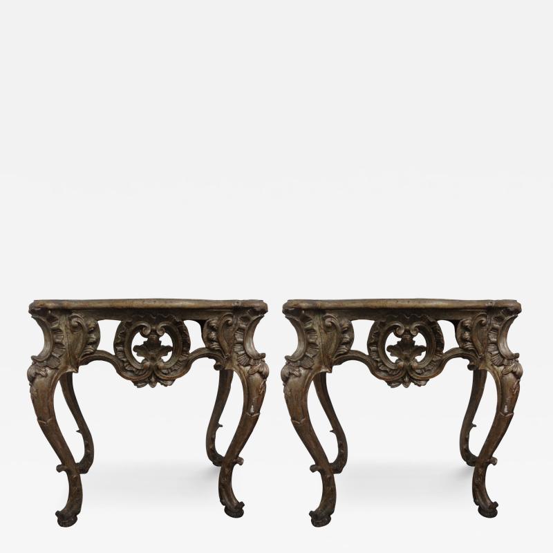 Pair Of 18th Century Italian Baroque Giltwood Console Tables