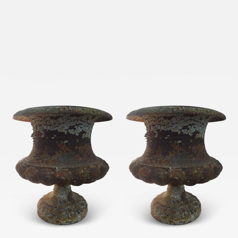 Pair Of 19th Century French Iron Garden Urns