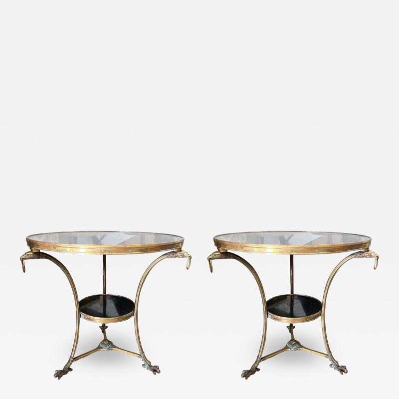 Pair Of 19th Century French Louis XVI Style Bronze And Marble Tables