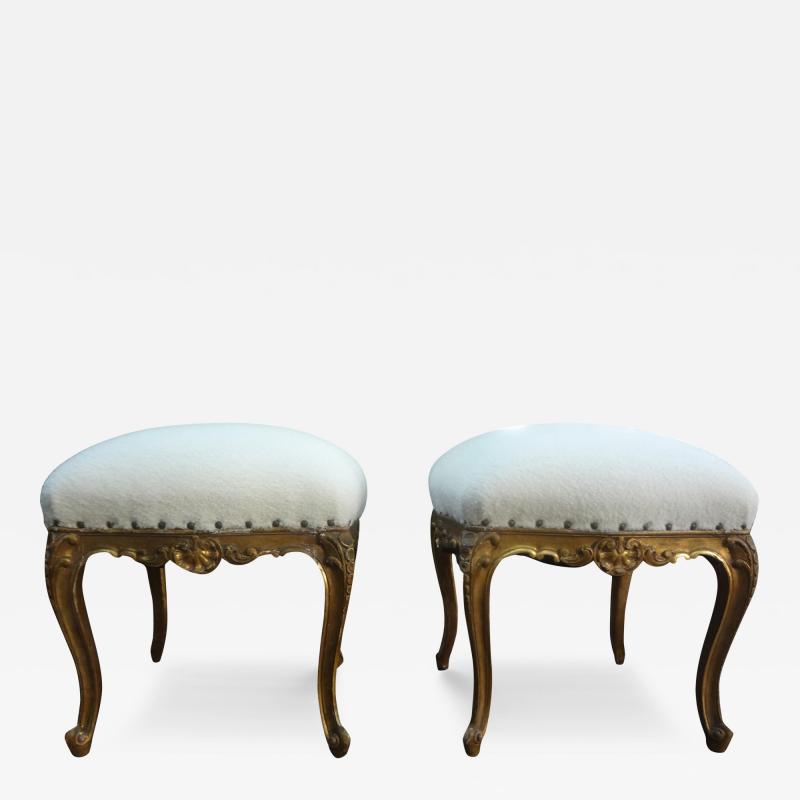 Pair Of 19th Century French Regence Style Giltwood Ottomans Or Benches