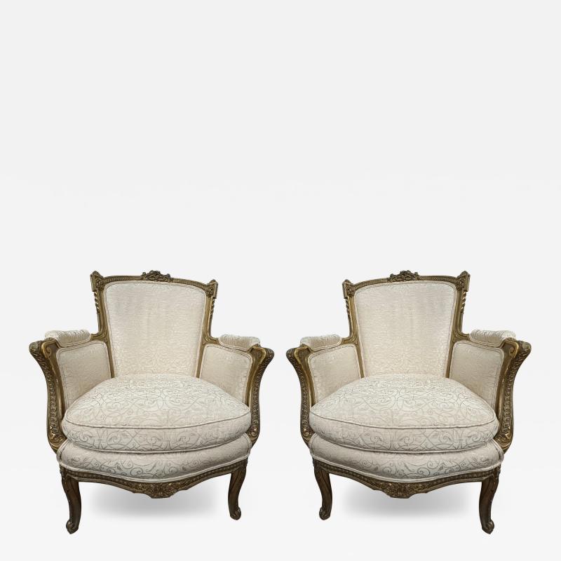 Pair Of 19th Century Louis XV Giltwood Bergeres
